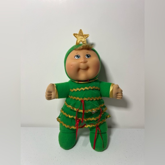 Cabbage Patch Kids CPK Christmas Tree Star Stuffed Animal Plush Green Red Gold - Picture 1 of 11